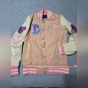 Stoney Clover Disney Womens Varsity Jacket - Pink and Cream (NWOT)